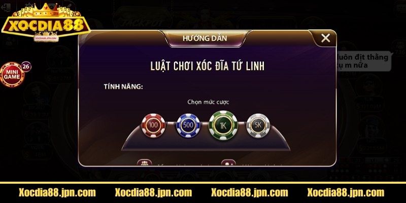 Xóc Đĩa Tứ Linh Xocdia88 – Trải Nghiệm Mới Cực Kỳ Cuốn Hút 2 Trò chơi hiển thị khung đặt cược, đồng hồ đếm ngược